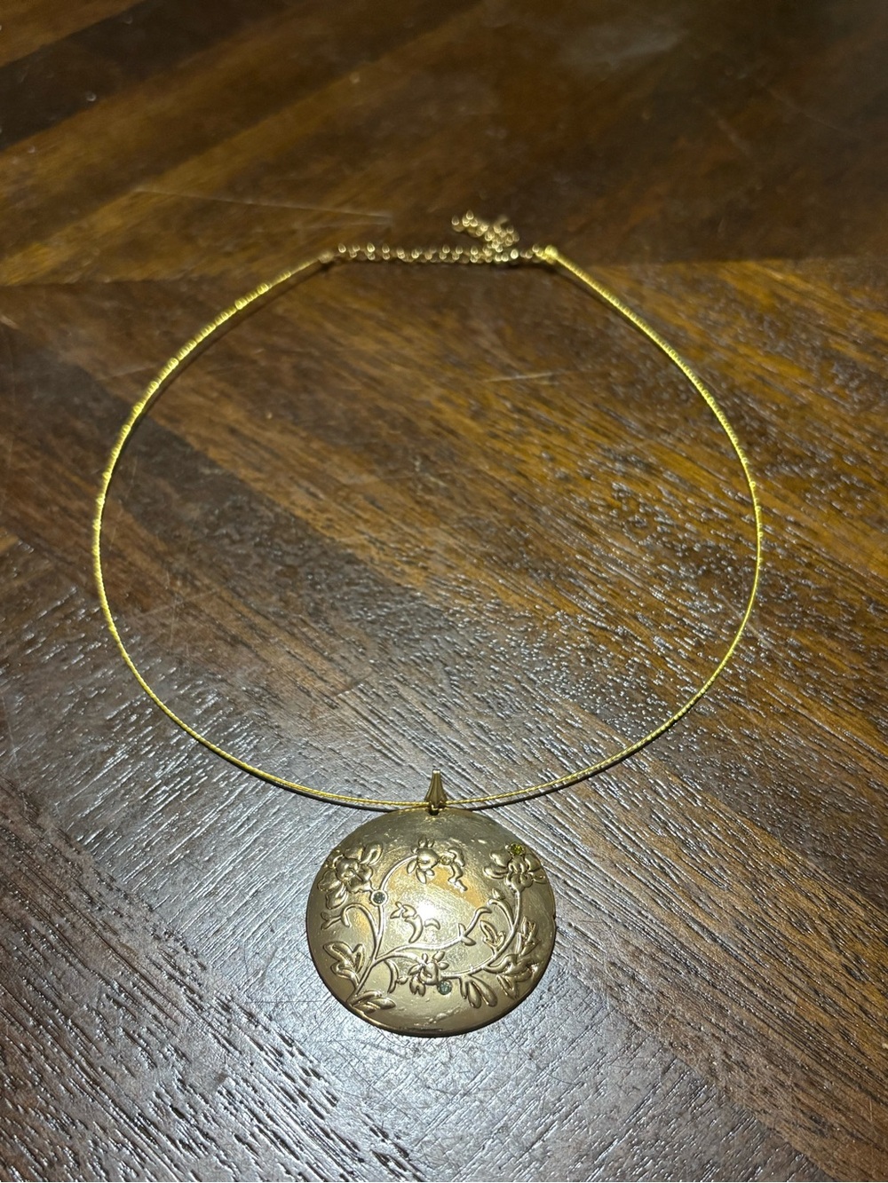 Gold-tone Floral Medallion Pendant Necklace